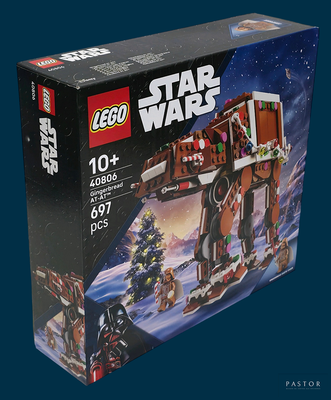 une boîte contenant des sets Lego Star Wars sur fond bleu
