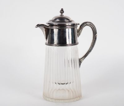 Carafe à jus de fruits de style Louis XVI, en cristal et mét…