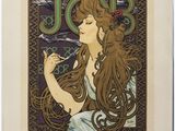 a painting of a woman smoking a cigarette in front of a sign