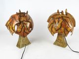 pair of mid - century italian table lamps in the form of palm leaves
