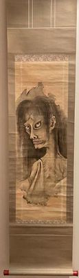 a picture of a painting on the wall of a bathroom