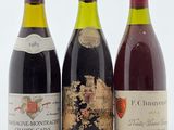 trois bouteilles de vin sont alignées sur une surface blanche