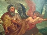 an image of a painting of an angel and a man holding a child
