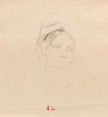 drawing of a woman ' s head with her eyes closed and her eyes closed