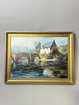 Ecole moderne, Pont et cours d'eau à la bâtisse