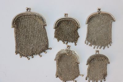 quatre bourses anciennes en maille d'argent