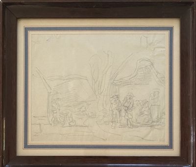 Eugène Boudin - Paysans bretons devant des chaumières, vers …