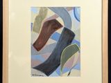 tableau encadré représentant la tête d'un chien, dans un cadre en bois