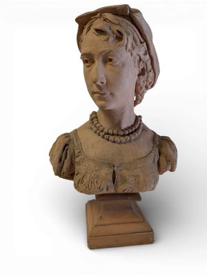 Ecole française XIXème "Napolitaine" Terre cuite signée sur …