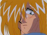 an anime picture of a woman with blonde hair and blue eyes