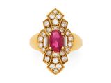 Bague ovale en rubis et diamants