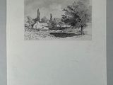 a black and white drawing of a man riding a horse