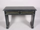 an image of a black desk with two drawers on top of it