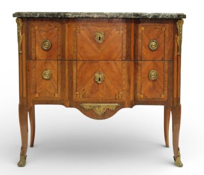 commode ancienne en bois avec dessus en marbre