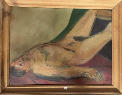 un tableau représentant un homme allongé sur un lit
