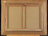 an image of an easel with a painting on it in a room