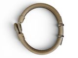 leather bracelet with metal clasps on a white surface