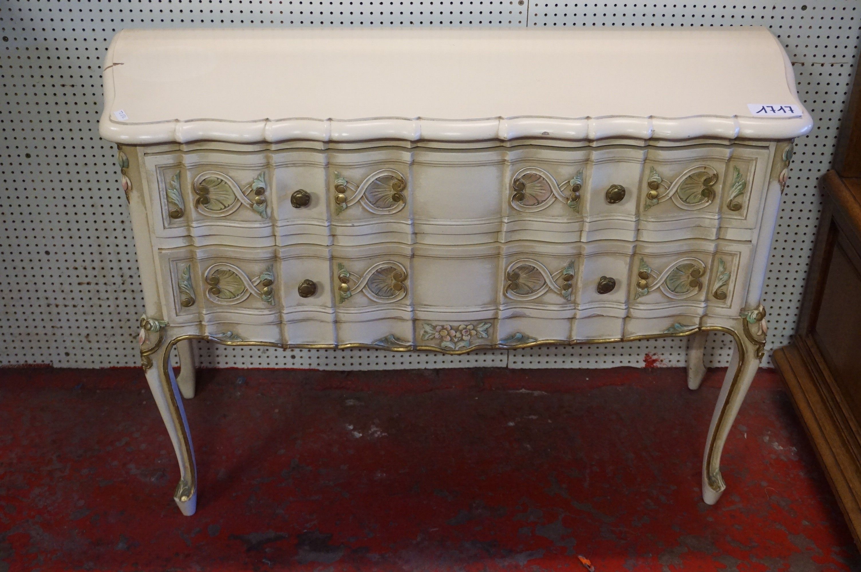 commode polychrome de style Louis XV - à 2 tiroirs - H : 68 …
