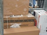 several boxes are stacked on top of each other in a store