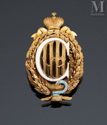 a close up of a badge on a black surface