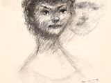an image of a drawing of a woman ' s face in black and white