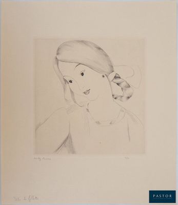 un dessin représentant une femme avec une queue de cheval