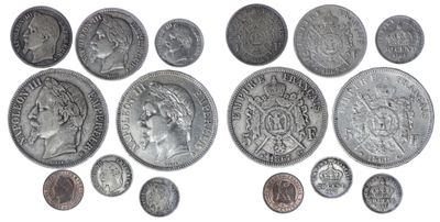 an image of a group of silver coins on a white background