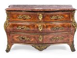 a chest of drawers with marble top on a white background