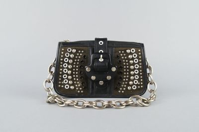 CACHAREL. Petit sac en toile coton grise à œillets et clous … - Photo 1