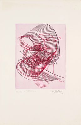 une image représentant un dessin d'un objet rouge sur fond rose