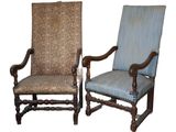 pair of 19th century carved oak armchairs with blue upholstered upholstered upholstered upholstered upholstered upholstered