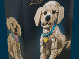a box that has a lego puppy in it