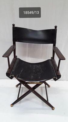 FAUTEUIL pliant en bois et cuir style "réalisateur". - Photo 1