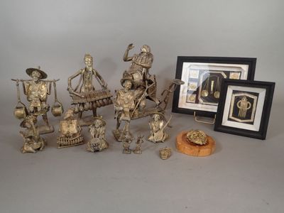 COTE D'IVOIRE, Lot de statuettes en alliage de bronze figura…