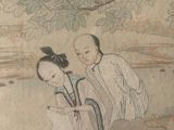 a painting of a man and a woman sitting on a tree branch