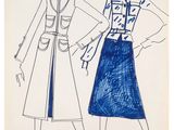 an image of a drawing of two women ' s dresses and a purse