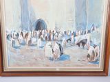 a painting of a group of sheep standing in a field
