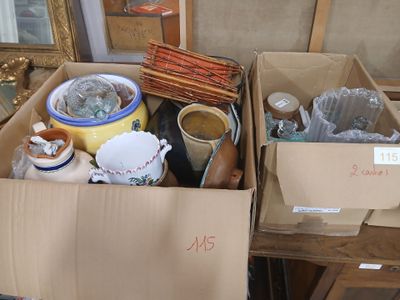 a box full of assorted items sitting on a table