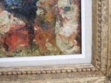 a painting of a vase of flowers in a gold frame