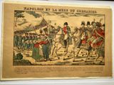 a drawing of a man on a horse being led by a man on a horse