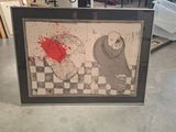 a picture of a picture of a man and a woman on a checkered floor