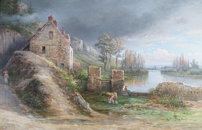 une peinture sur le mur d'une maison au bord de l'eau