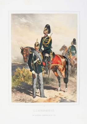 painting of a man in uniform on a horse next to another man on a horse