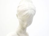 a white statue of a woman with a flower in her hair
