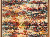 a painting of a red, yellow, and blue abstract painting