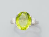 a peridot and diamond ring