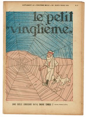 la couverture d'un magazine sur laquelle figure le dessin d'un homme promenant son chien