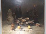 un tableau représentant des huîtres et des citrons posés sur une table