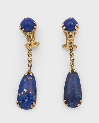 une paire de boucles d'oreilles en lapis-lazuli et en or