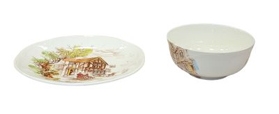 a cup and saucer sitting next to each other on a plate